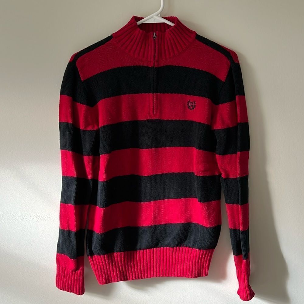 Chaps size large (14/16) youth boys black/red sweater.